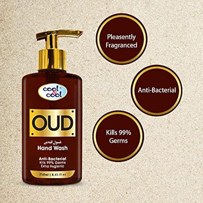 Cool & Cool ARABIC SERIES OUD HAND WASH -250ML - ANTIBACTERIAL, ALCOHOL-FREE, MOISTURIZING WITH VITAMIN E, 99% GERM-KILLING FORMULA - Image 3